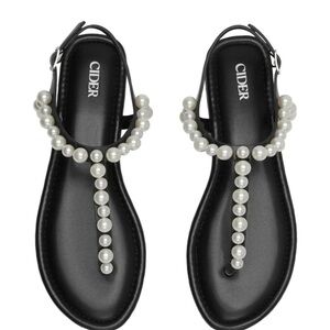 Cider Black Sandals with Pearl Accents NWOT